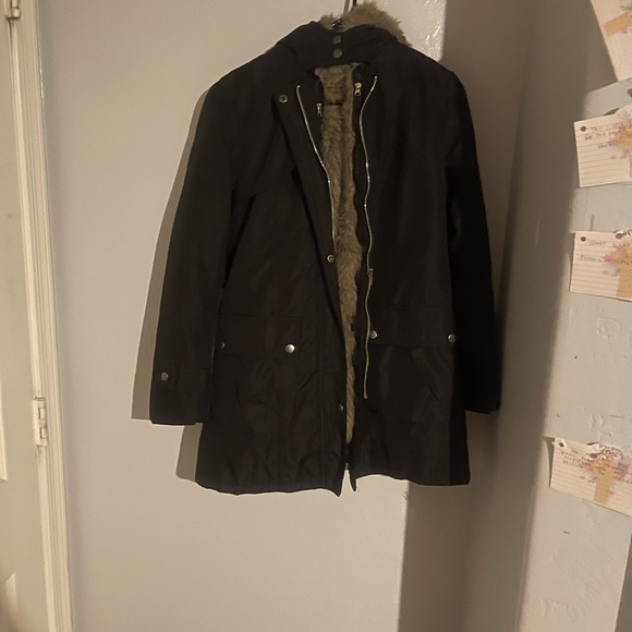 Men's Black Parka Coat - Picture 1 of 2